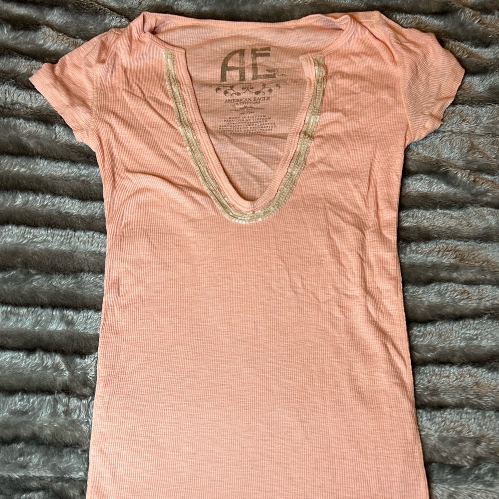 Vintage American Eagle deep beaded v neck